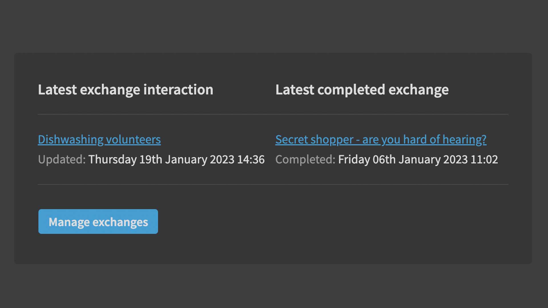 Timebank updates on CMS dashboard